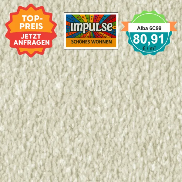 Vorwerk Alba 6C99 hellbeige – Draufsicht Velours Teppichboden 4 m breit, 80,91 €/m²